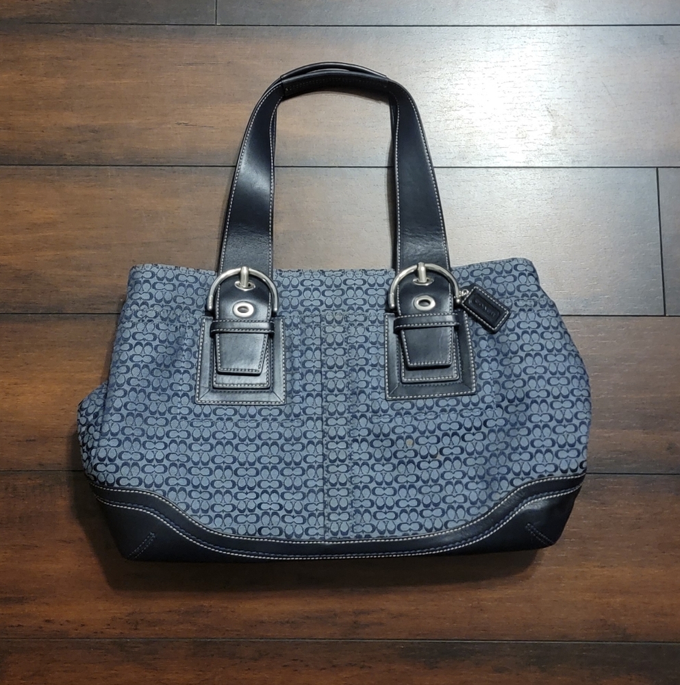 Coach F10927 Vintage Soho Signature Canvas Leather Trim Tote